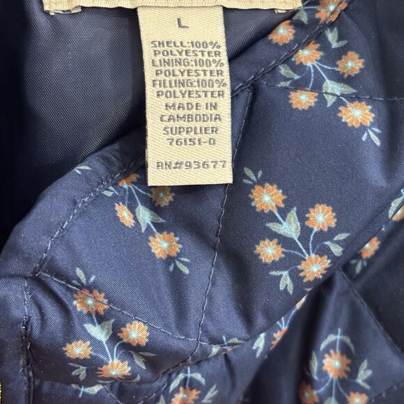NWT St John’s Bay Women’s Size L Blue Floral Puffer Vest Layering Gorpcore - Picture 5 of 5